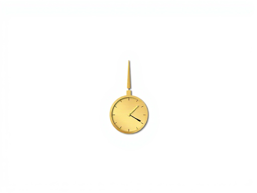Minimalist logo mark: a clean, abstract shape combining a clock face and a yin-yang symbol, polished gold metallic texture, isolated on white background, photorealistic 8k.